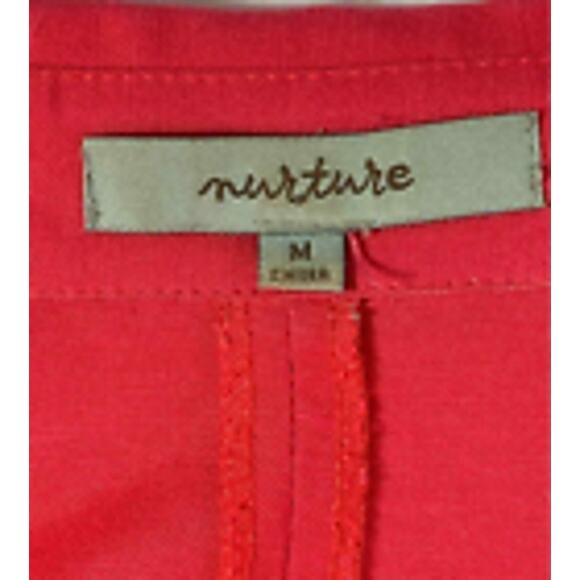 Nurture Linen Rayon Pink Jacket‎ 3/4 Sleeve Pin Tucking 2 Pockets Medium - Picture 8 of 10